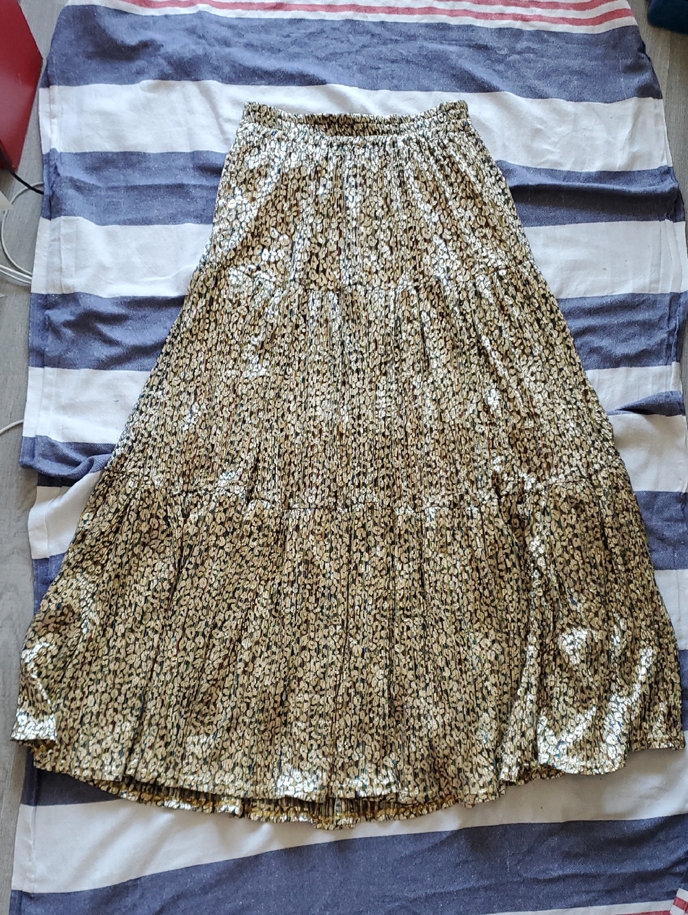 Gold Floral Print Skirt From France